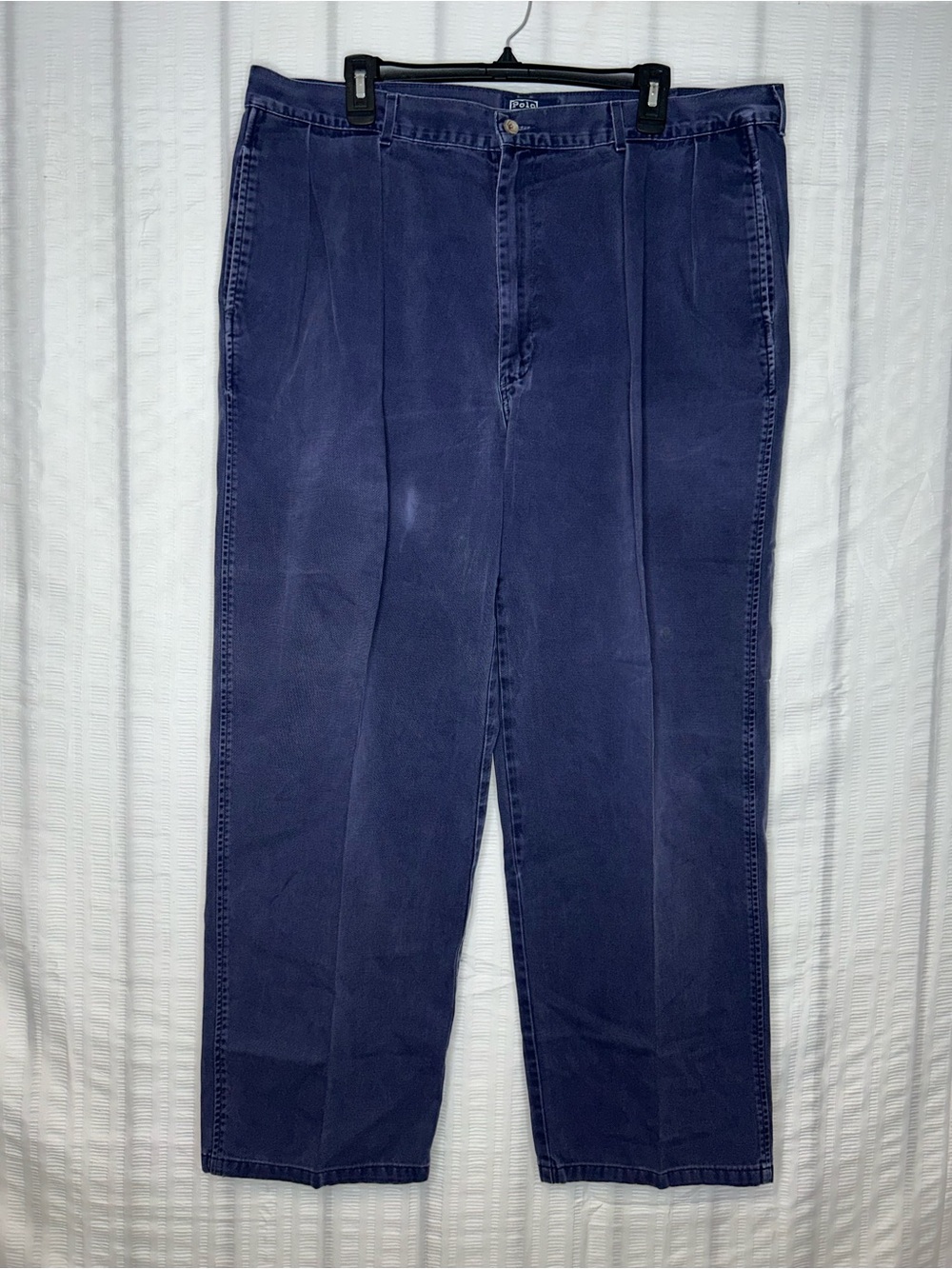 Vtg Polo Ralph Lauren Men's Andrew Pant Navy Chino Double Pleated 40x30 USA Made